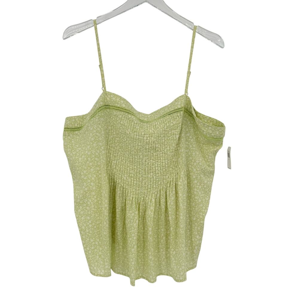 Old navy square neck ladder lace lime ditsy floral spaghetti strap top XL NEW